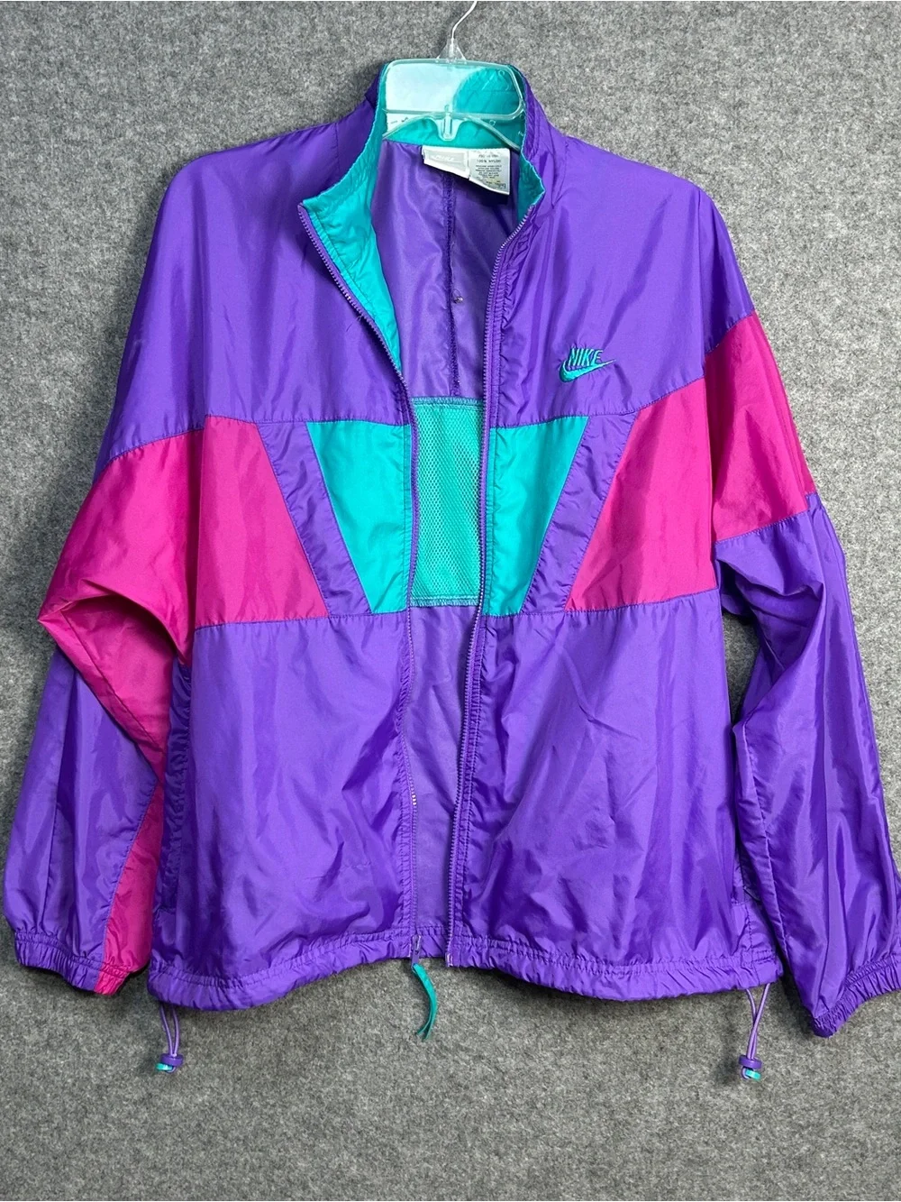 Nike LG Purple Teal Colorblock VTG Nylon Track Jacket Blokecore Retro 80/90’s